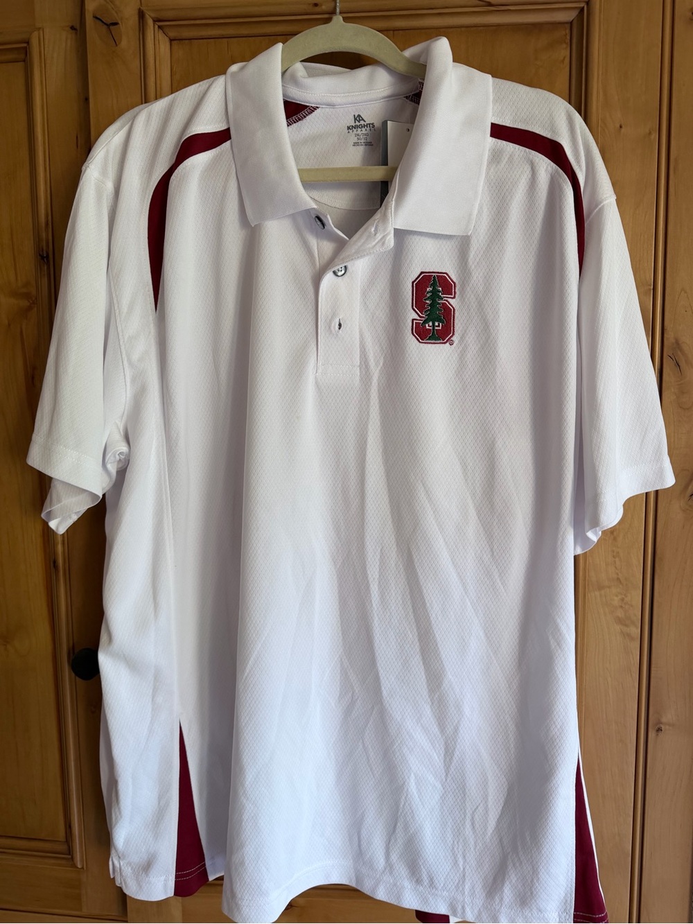 Knights Apparel White and Cardinal Men's Polo